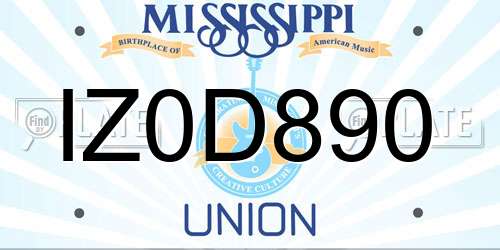 IZ0D890 Mississippi License Plate