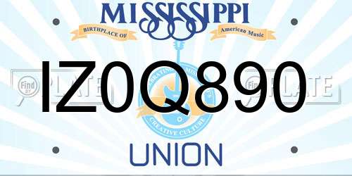 IZ0Q890 Mississippi License Plate