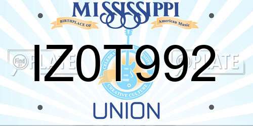 IZ0T992 Mississippi License Plate
