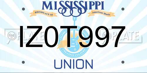 IZ0T997 Mississippi License Plate