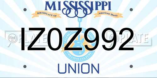 IZ0Z992 Mississippi License Plate