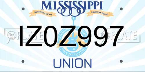IZ0Z997 Mississippi License Plate