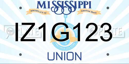 IZ1G123 Mississippi License Plate