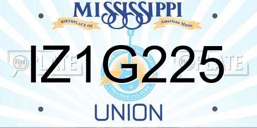 IZ1G225 Mississippi License Plate