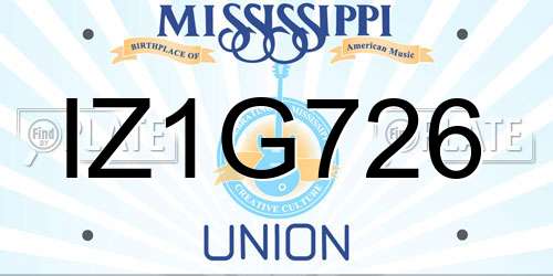 IZ1G726 Mississippi License Plate