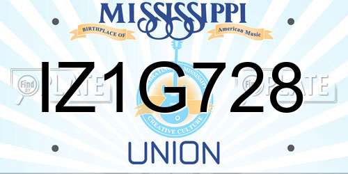 IZ1G728 Mississippi License Plate