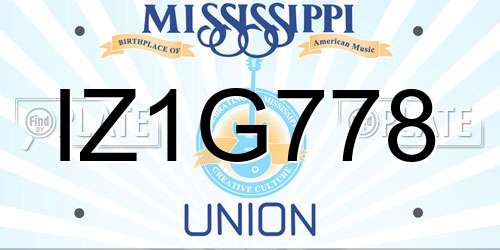 IZ1G778 Mississippi License Plate