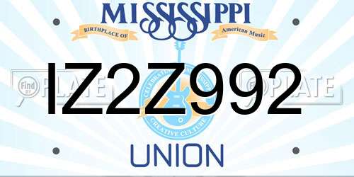 IZ2Z992 Mississippi License Plate