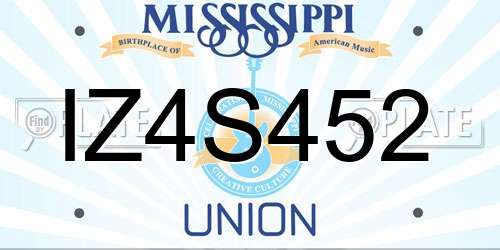 IZ4S452 Mississippi License Plate
