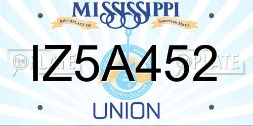 IZ5A452 Mississippi License Plate