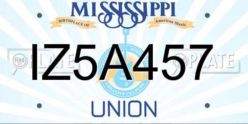 IZ5A457 Mississippi License Plate