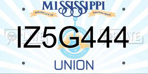 IZ5G444 Mississippi License Plate