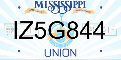 IZ5G844 Mississippi License Plate