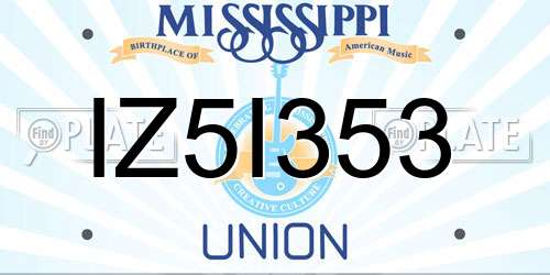 IZ5I353 Mississippi License Plate