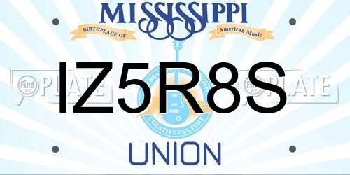 IZ5R8S Mississippi License Plate