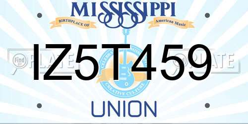 IZ5T459 Mississippi License Plate