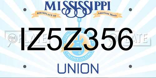 IZ5Z356 Mississippi License Plate