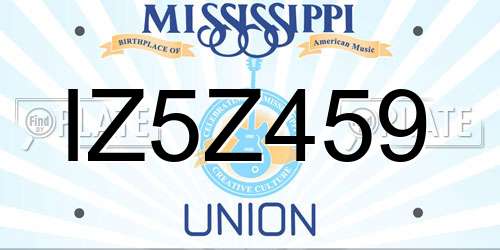 IZ5Z459 Mississippi License Plate