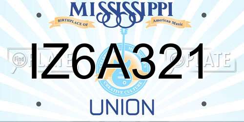 IZ6A321 Mississippi License Plate