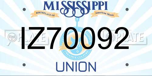IZ70092 Mississippi License Plate
