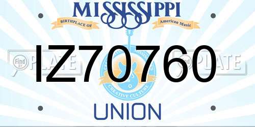 IZ70760 Mississippi License Plate