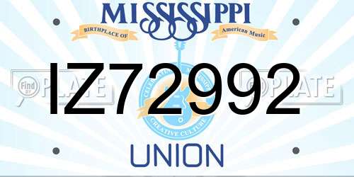 IZ72992 Mississippi License Plate