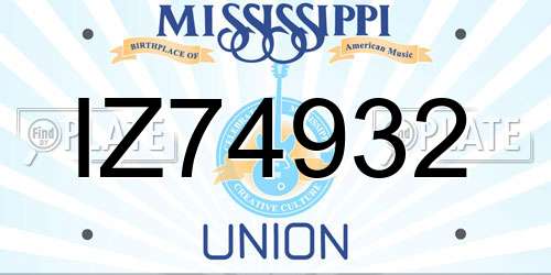 IZ74932 Mississippi License Plate