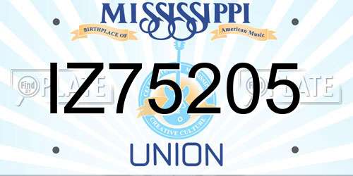 IZ75205 Mississippi License Plate