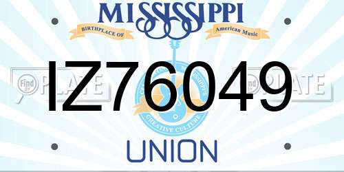 IZ76049 Mississippi License Plate