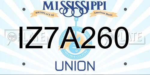 IZ7A260 Mississippi License Plate