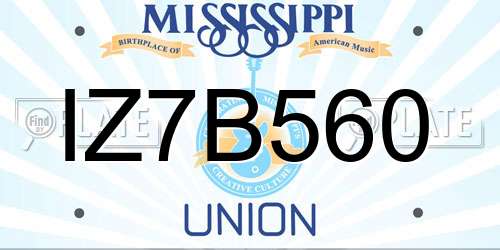 IZ7B560 Mississippi License Plate