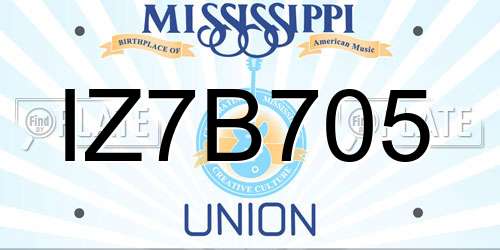 IZ7B705 Mississippi License Plate