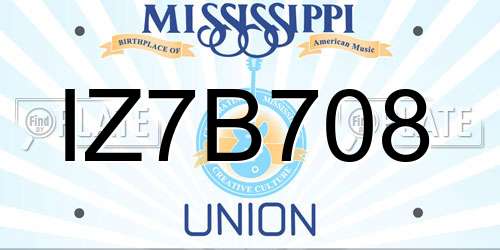 IZ7B708 Mississippi License Plate