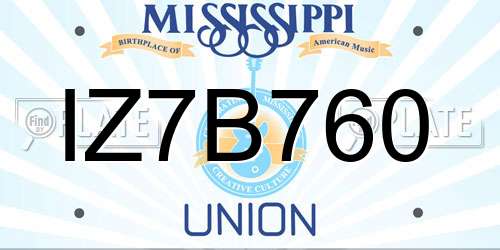 IZ7B760 Mississippi License Plate