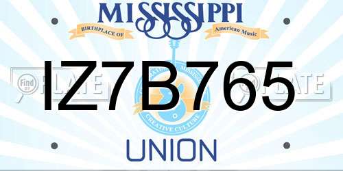 IZ7B765 Mississippi License Plate