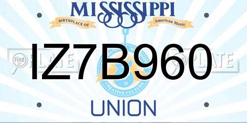 IZ7B960 Mississippi License Plate