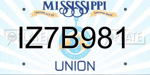 IZ7B981 Mississippi License Plate