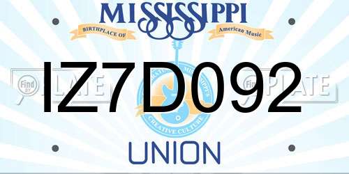 IZ7D092 Mississippi License Plate