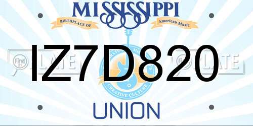 IZ7D820 Mississippi License Plate