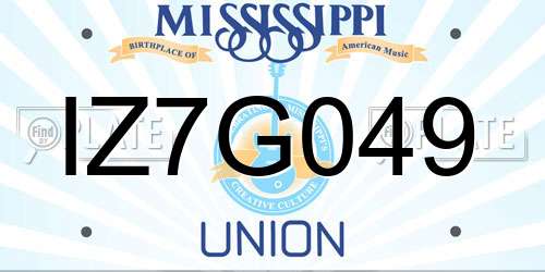 IZ7G049 Mississippi License Plate