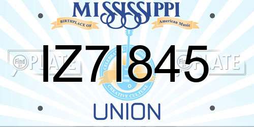 IZ7I845 Mississippi License Plate