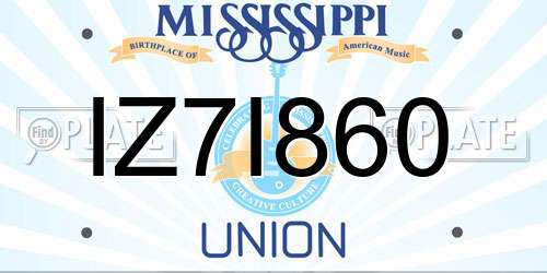 IZ7I860 Mississippi License Plate