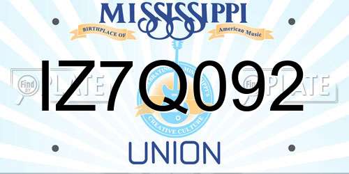 IZ7Q092 Mississippi License Plate