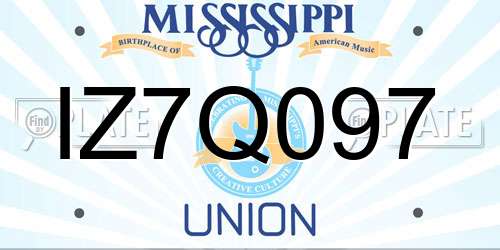 IZ7Q097 Mississippi License Plate
