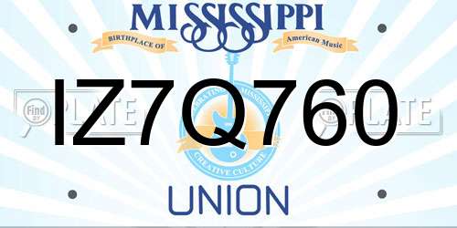 IZ7Q760 Mississippi License Plate