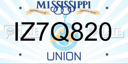 IZ7Q820 Mississippi License Plate