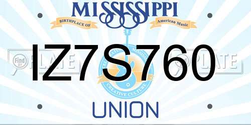 IZ7S760 Mississippi License Plate