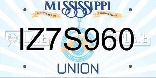 IZ7S960 Mississippi License Plate