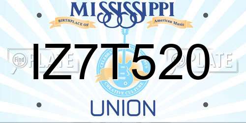 IZ7T520 Mississippi License Plate