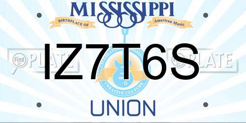 IZ7T6S Mississippi License Plate
